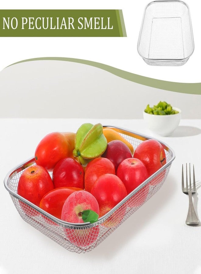 Woffely Vegetable Mesh Sink Basket Vegetable Drain Sieve Stainless Steel Mesh Strainer Food Drying Bin Steel Fruit Colanders Sink Washing Basket Kitchen Strainer Fried Dish Rack (Pack of 1) - Image 5